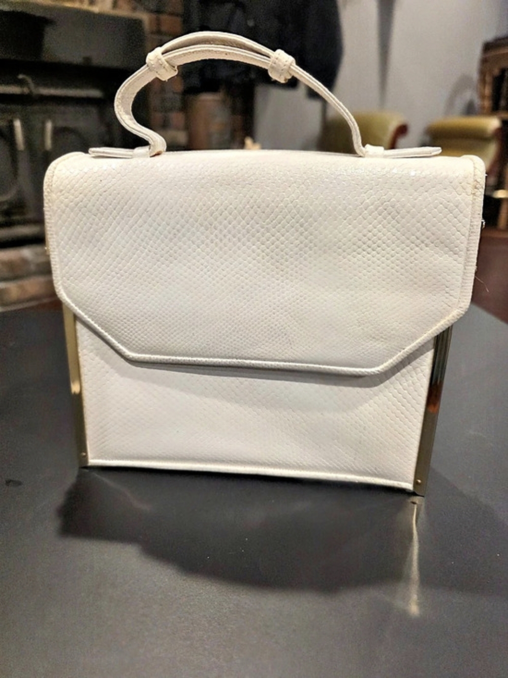 Judith Leiber Structured Frame Clutch in White